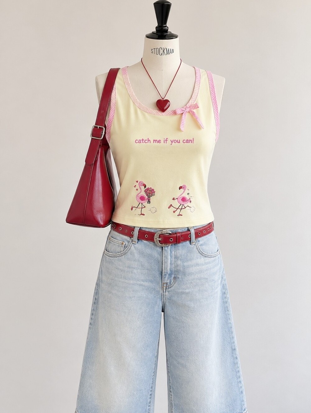 Lilly Pulitzer Cream Tank with Pink Trim and Flamingo Print